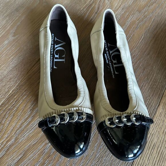 AGL Attilio Giusti Leombruni Cap Toe Ballet Slipper in Nero Beige/Coal - Picture 4 of 10